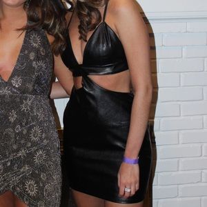 Faux leather cutout dress